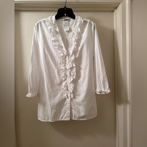 S Max Mara frill blouse sz 4 white